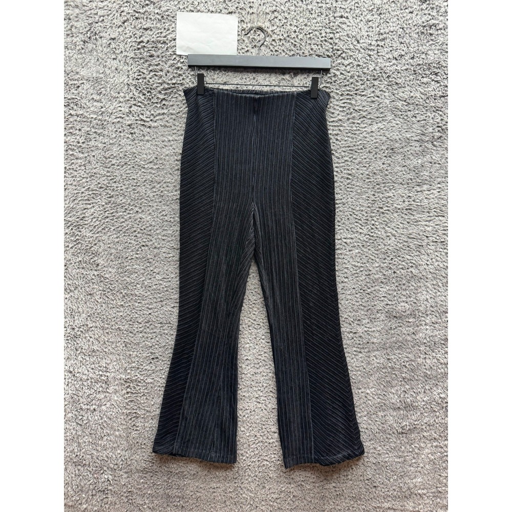 Free People High Rise Ribbed Elastic Waist Pull On Flared‎ Pants Black Size S
